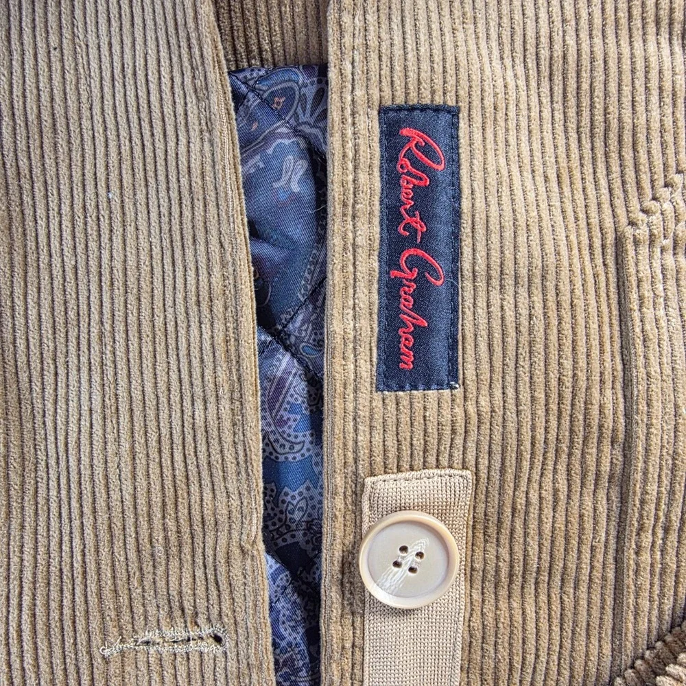 NWT Robert Graham Men's Camel Corduroy Sherpa Lined Jacket Size‎ L Barn Coat
